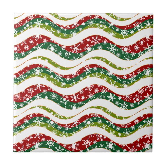 Christmas waves and snowflakes  tile (Front)