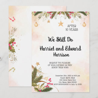 Christmas Wedding Anniversary Renewal Vows Invitat Invitation