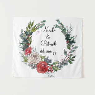 Christmas Wedding Backdrop, December Wedding Decor Tapestry