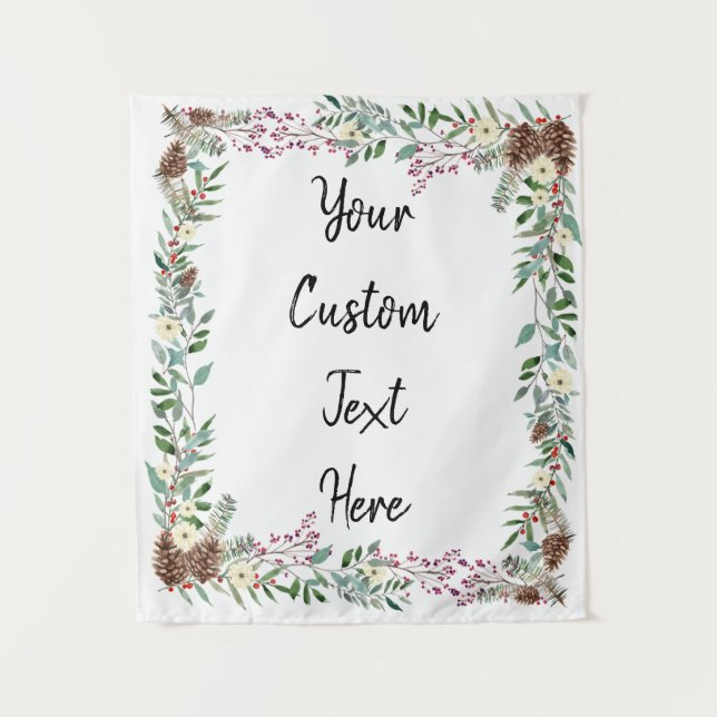 Christmas Wedding Backdrop, Reception Photo Booth Tapestry (Front)