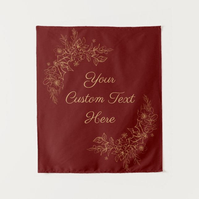 Christmas Wedding Backdrop, Reception Photo Booth Tapestry (Front)