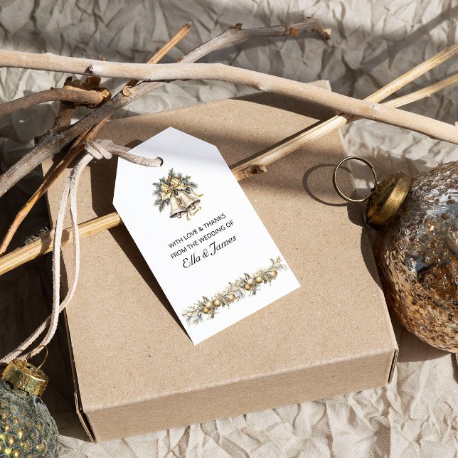 Christmas Wedding Bells and Holly Favour Gift Tags (Wedding Favor Gift Tags from the Holly Bells Wedding Collection by Darling and May)