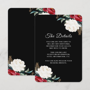 Christmas Wedding Black Floral Guest Information E Enclosure Card