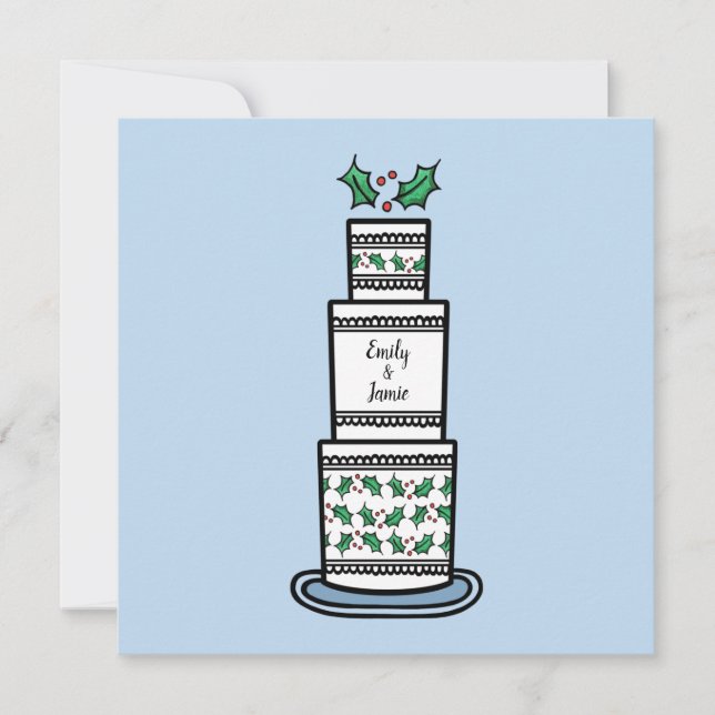 Christmas Wedding Cake Illustration  Invitation (Front)