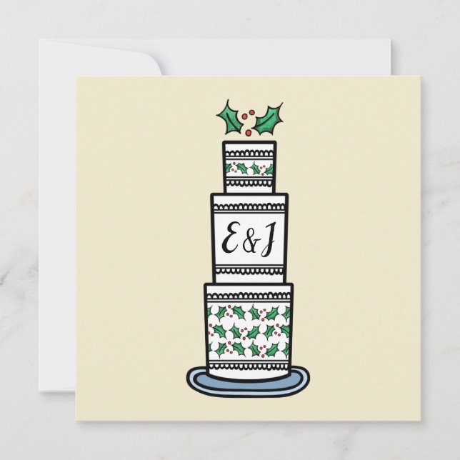 Christmas Wedding Cake Illustration  Invitation (Front)