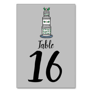 Christmas Wedding Cake Illustration Table Number