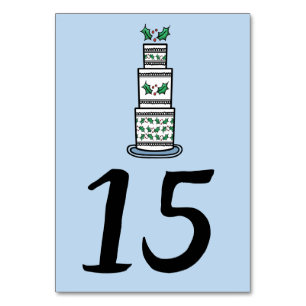 Christmas Wedding Cake Illustration Table Number