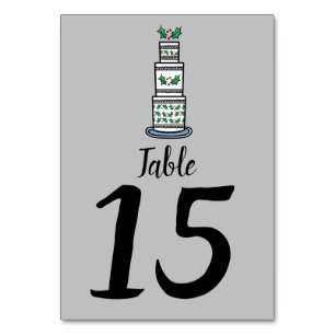 Christmas Wedding Cake Illustration Table Number