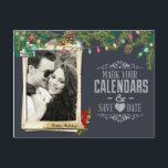 Christmas Wedding Chalkboard Save the Date Announcement Postcard<br><div class="desc">Christmas Wedding Chalkboard Save the Date with Photo</div>