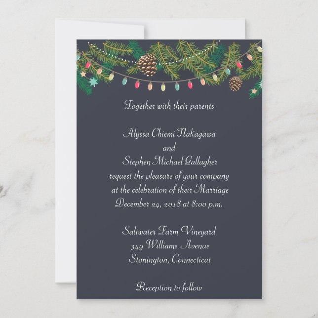 Christmas Wedding Chalkboard Wedding Invitation (Front)