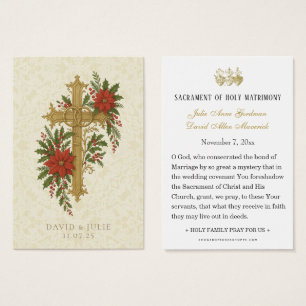 Christmas Wedding Cross Prayer Card