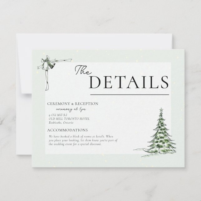 Christmas Wedding Details Card  (Front)