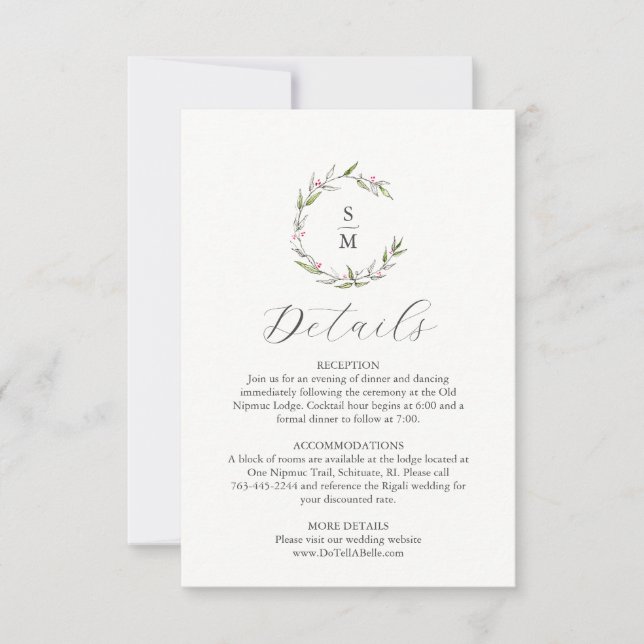 Christmas Wedding Details Card Botanical (Front)