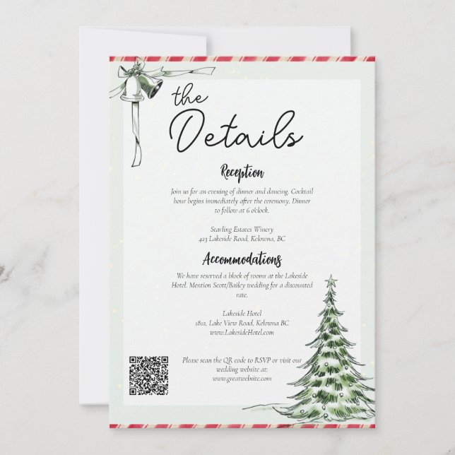 Christmas Wedding Details with QR Code Card (Front)