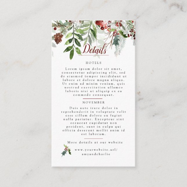 Christmas Wedding Details with QR Enclosure Card (Front)