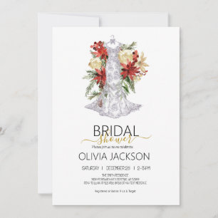 Christmas Wedding Dress Bridal Shower Invitation