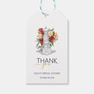 Christmas Wedding Dress Bridal Shower Thank You  Gift Tags