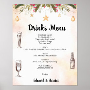 Christmas Wedding Drinks Menu Wedding Sign