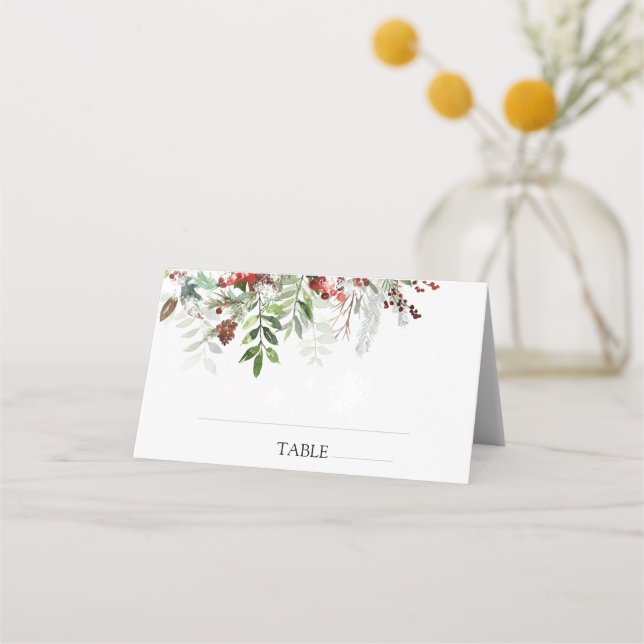 Christmas Wedding Folded Place Card (Front)