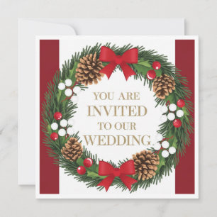 Christmas Wedding Holiday Invitation Wreath