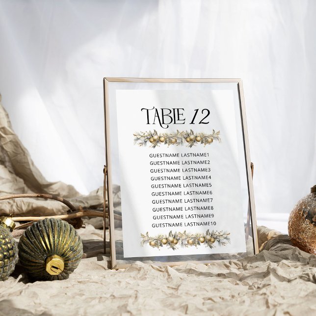 Christmas Wedding Holly Table Number Seating Chart (Table Number Seating Chart from the Holly Bells Wedding Collection by Darling and May)