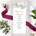 Christmas Wedding Menus Watercolor Greenery<br><div class="desc">Set a festive tone at your celebration with this elegant Christmas wedding menu, featuring watercolor botanical greenery and delicate red berries—perfect for winter weddings, engagement party dinners, or rehearsal dinner gatherings. This stylish design adds charm and warmth to your table decor for Christmas. Easily customize the template fields to include...</div>