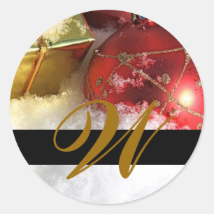 Christmas Wedding Monogram Invitation & Favour Sea Classic Round Sticker