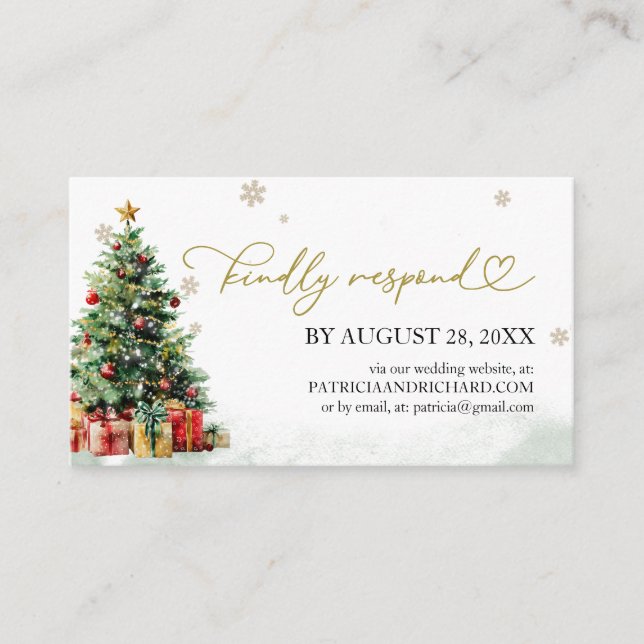 Christmas Wedding Online RSVP Enclosure Card (Front)