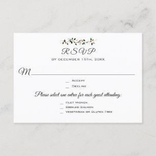 Christmas Wedding or Event 3 Entree RSVP Response