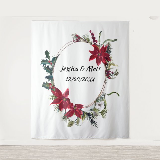 Christmas Wedding Photo Booth Backdrop Tapestry (Front)