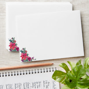 Christmas Wedding Pink Poinsettia Ornament Invite Envelope