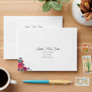 Christmas Wedding Pink Poinsettia & Ornament RSVP Envelope