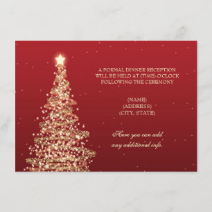 Christmas Wedding Reception Red Gold Enclosure Card