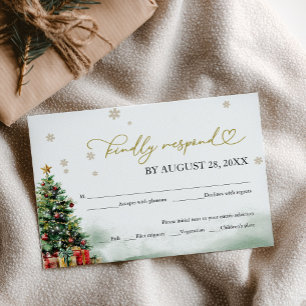 Christmas Wedding RSVP With Food Options Card