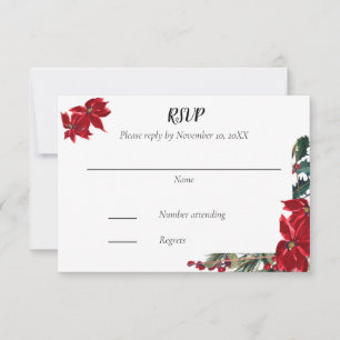 Christmas Wedding RSVP with Poinsettia Frame
