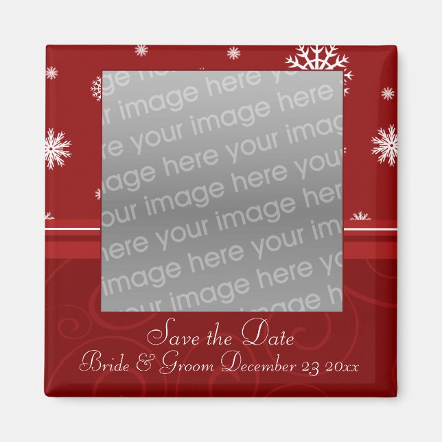 Christmas Wedding Save the Date Photo Magnet (Front)
