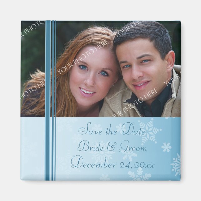 Christmas Wedding Save the Date Photo Magnet (Front)