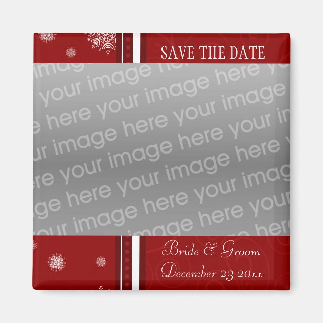 Christmas Wedding Save the Date Photo Magnet (Front)