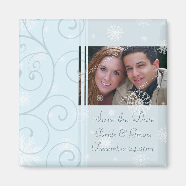 Christmas Wedding Save the Date Photo Magnet (Front)