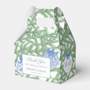 Christmas Wedding Shower Elegant Blue White Bauble Favor Box