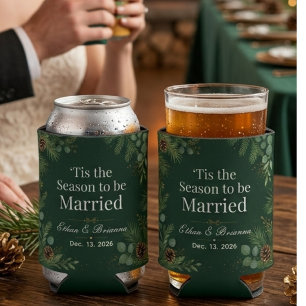 Christmas Wedding Tis the Season winter wedding Can Cooler