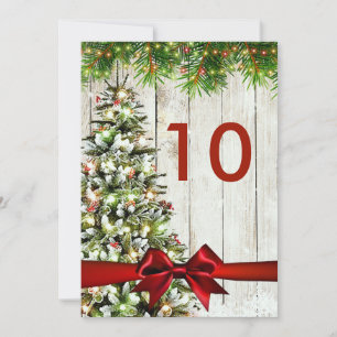 Christmas Wedding Tree, Lights & Ribbon Table Sign Invitation