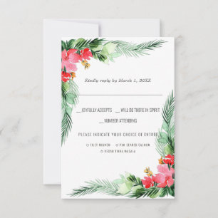 Christmas Wedding   Watercolor RSVP w/Meal Choice Card