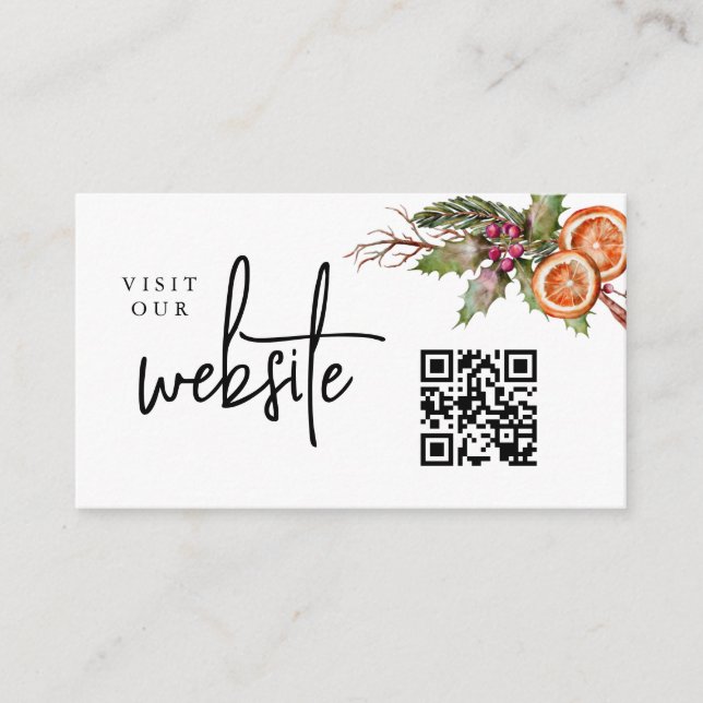 Christmas Wedding Website QR code Enclosure Card (Front)