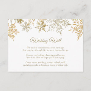 Christmas Wedding Wishing Well, Gold Snowflakes Enclosure Card