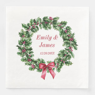 Christmas Wedding Wreath Napkin Personalized