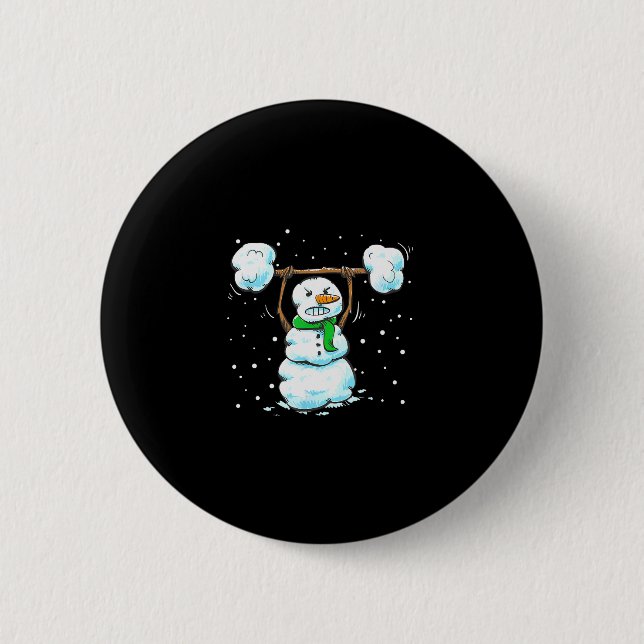 Christmas Weightlifting Snowman Shirt Funny Snowma 2 Inch Round Button (Front)