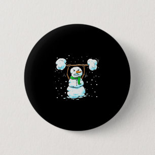 Christmas Weightlifting Snowman Shirt Funny Snowma 2 Inch Round Button