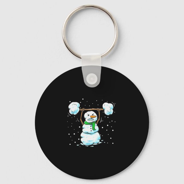 Christmas Weightlifting Snowman Shirt Funny Snowma Keychain (Front)