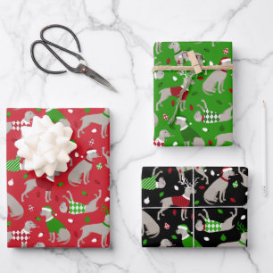 Christmas Weimaraner Dog Wrapping Paper Sheets